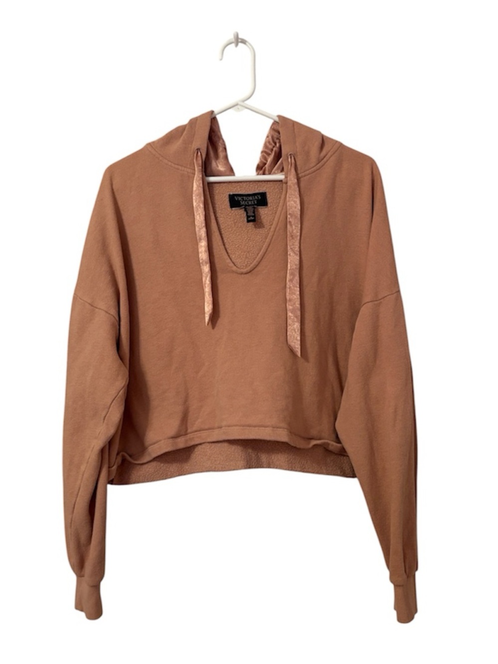Victoria Secret Cropped Logo V Neck Athletic Hoodie